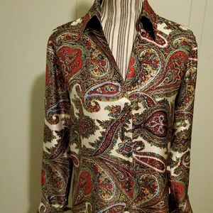 Button Down Silk Paisley Blouse